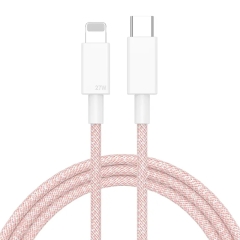 27W PD USB-C / Type-C to 8 Pin Fast Charging Braided Data Cable, Cable Length: 1m(Pink)