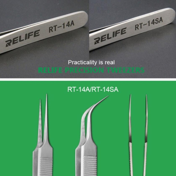 RELIFE RT-14SA Ultra Precision Stainless Steel Curved Tweezers