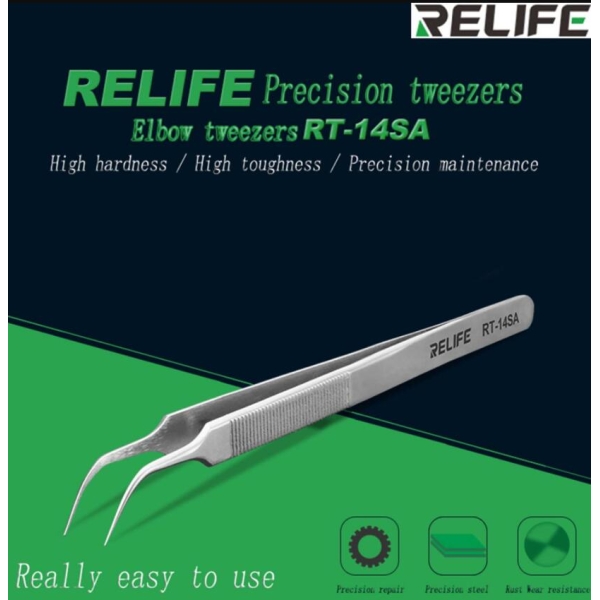RELIFE RT-14SA Ultra Precision Stainless Steel Curved Tweezers