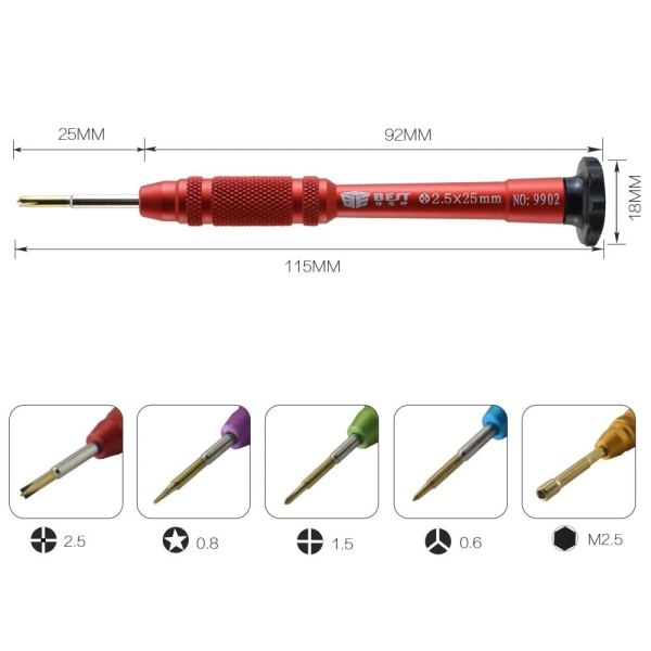BST-9902S 5 in 1 Precision Screwdriver Chrome-vanadium Steel Repair Tools Kit for iPhone 7