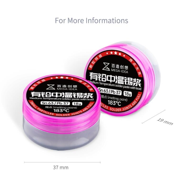 MEGA-IDEA Medium Temperature Solder Paste with lead 18g (183°C)