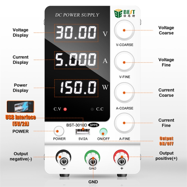 BST-3010D DC Power Supply Variable 30V 5A Adjustable Switching Regulated DC Bench Linear Power Supply
