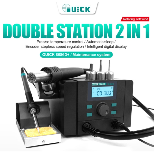 QUICK 8686D+ Hot Air Gun Lead-Free Heating Soldering Station