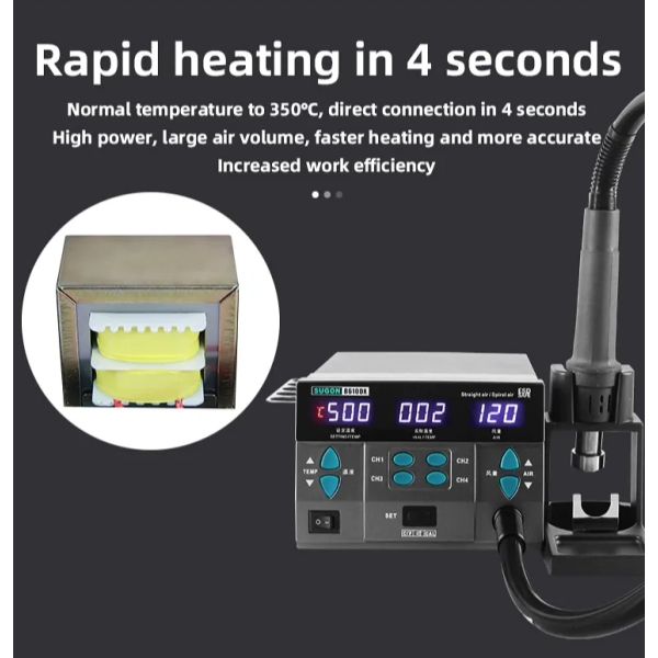SUGON 8610DX 1000W Hot Air Rework Station LED Display Lead-Free Heat Gun