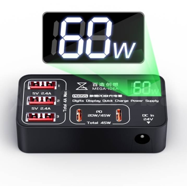 Mega-Idea P605S Digits Display Quick Charge Power Supply