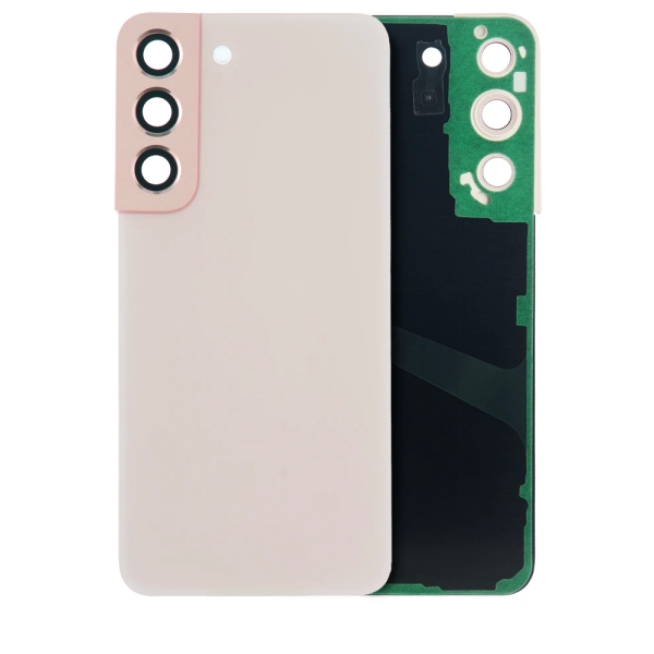 For Samsung Galaxy S22 SM-S901 Back Cover Glass With Camera Lens (No Logo)- Pink Gold