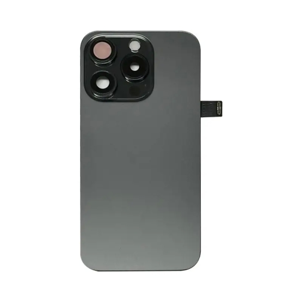 Back Glass w/ Camera Lens / Steel Plate / Wireless NFC Charging MagSafe Magnet / Flashlight Flex for iPhone 15 Pro - Black