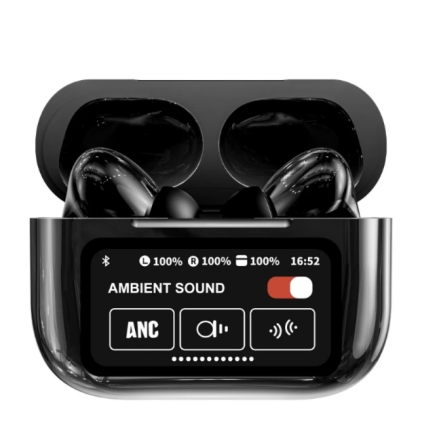 A9 Pro Black ANC/ENC Bluetooth 5.4 Wireless Headphones With Intelligent Display