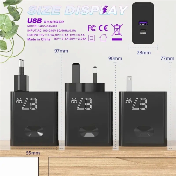 87W Fast Charging Adapter - Black