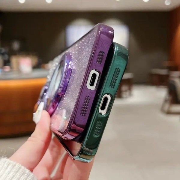 Electroplated Holder Gradient Glitter MagSafe Case For IPhone 16/ 16Plus/ 16Pro/ 16ProMax