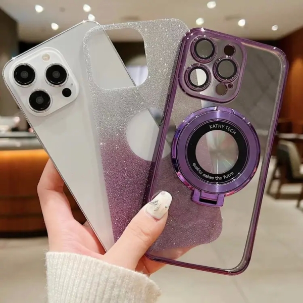 Electroplated Holder Gradient Glitter MagSafe Case For IPhone 16/ 16Plus/ 16Pro/ 16ProMax