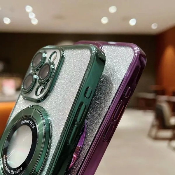 Electroplated Holder Gradient Glitter MagSafe Case For IPhone 16/ 16Plus/ 16Pro/ 16ProMax