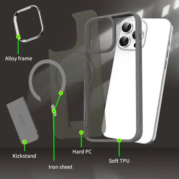 Acrylic Hybrid TPU MagSafe Holder Case For IPhone 15/15Plus/15Pro/15ProMax