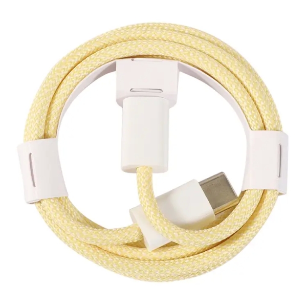 OEM 1m USB-C To C Braided Charge Cable For IPhone 15 Series (Yellow)