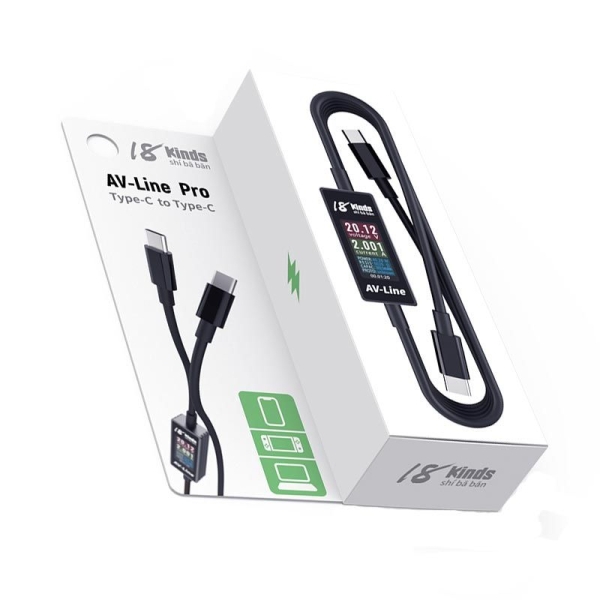 18 Kinds AV-Line Pro Charging Data Detection AMP Meter (1.2m) (USB-C to C)