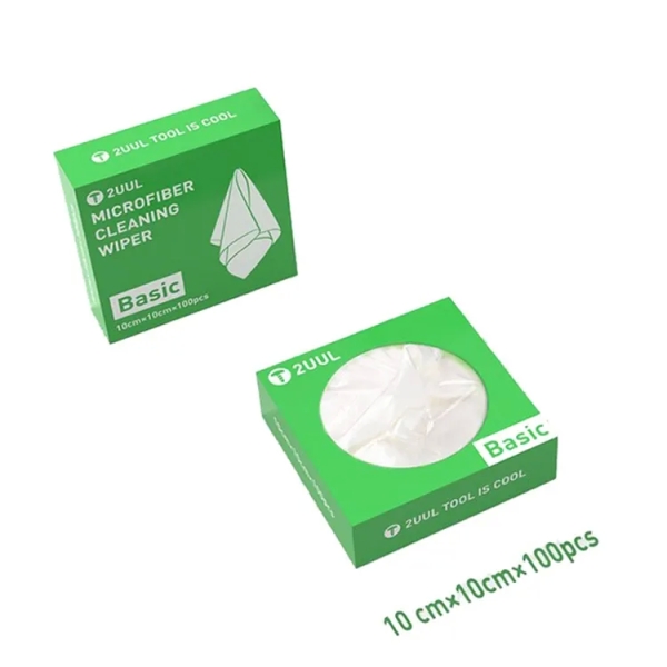 (100 Pack) 2UUL 10x10cm Microfiber Cleaning Wiper Antistatic Dust-Free Cloth