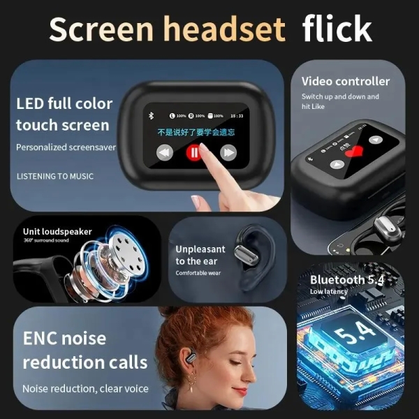 A16 AI Intelligent Simultaneous Translation ANC Wireless Headphones With Intelligent Display