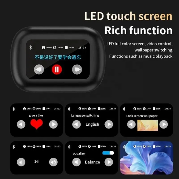 A16 AI Intelligent Simultaneous Translation ANC Wireless Headphones With Intelligent Display