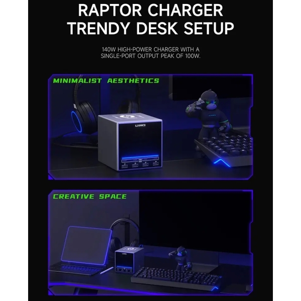 Luowei LW-U1 140W Raptor 8-Ports USB & Type-C Charger Station with Wireless Charging