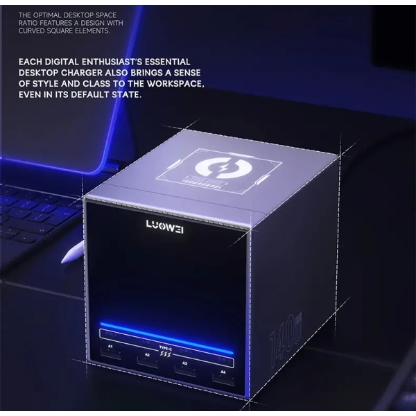 Luowei LW-U1 140W Raptor 8-Ports USB & Type-C Charger Station with Wireless Charging