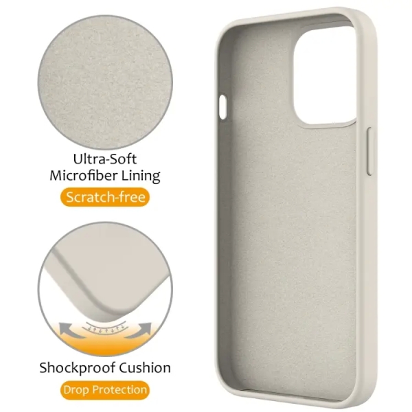 For iPhone 13 Pro Max Liquid Silicone MagSafe Magnetic Phone Case with Ring Holder(Antique White)