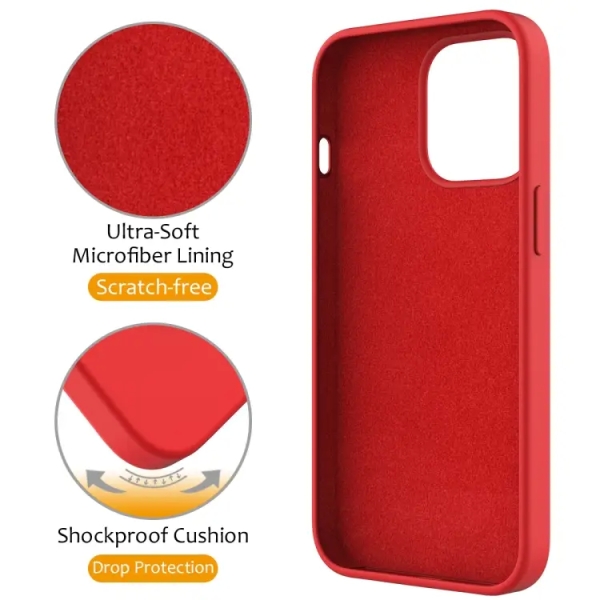 For iPhone 13 Pro Max Liquid Silicone MagSafe Magnetic Phone Case with Ring Holder(Red)