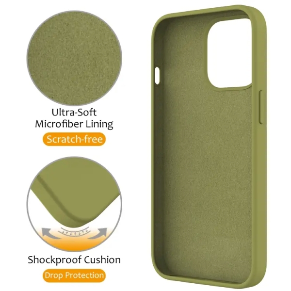 For iPhone 13 Pro Max Liquid Silicone MagSafe Magnetic Phone Case with Ring Holder(Willow Green)