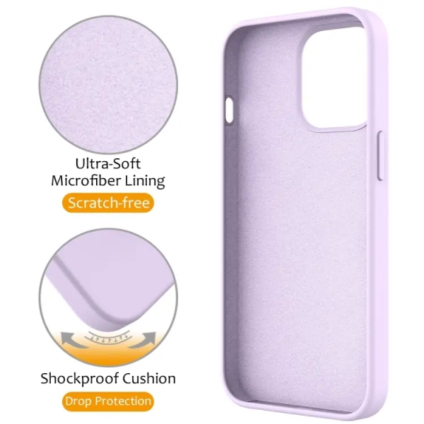 For iPhone 13 Pro Max Liquid Silicone MagSafe Magnetic Phone Case with Ring Holder(Lilac Purple)