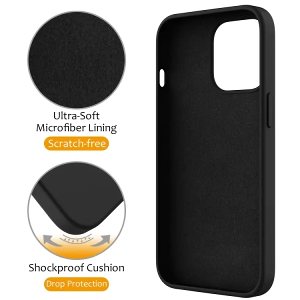For iPhone 14 Pro Max Liquid Silicone MagSafe Magnetic Phone Case with Ring Holder(Black)