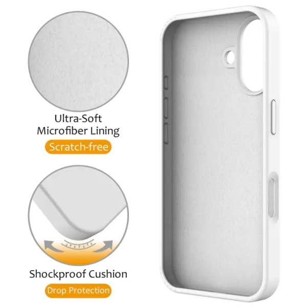 For iPhone 16 Plus Liquid Silicone MagSafe Magnetic Phone Case with Ring Holder(White)