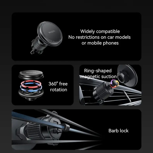Yesido C252 Car Vent Rotatable Hook Clip Magnetic Bracket Phone Holder(Black)