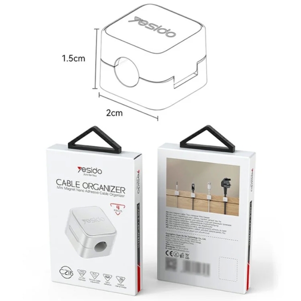 (4 Pack) Yesido C216 Cable Organizer Magnetic Desk Cable Clips Management Phone Cord Keeper(Black)