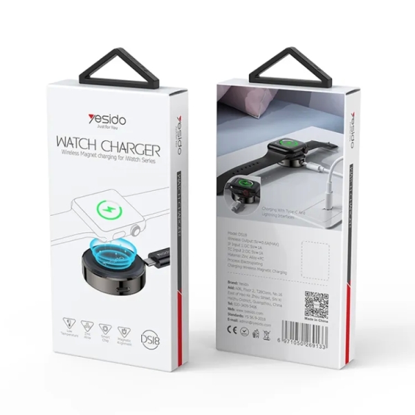 Yesido DS18 For Apple Watch Zinc Alloy Watch Charger Mini Strong Magnetic Wireless Charging(Black)