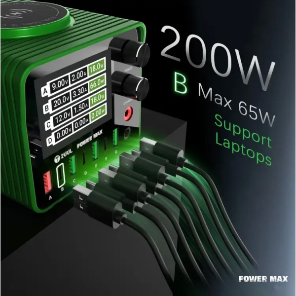 2UUL PC01 Power Max 200W Multi-Port Charger Adjustable Voltage Integrated Power Supply