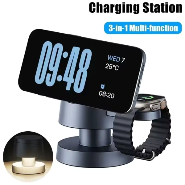 Magnetic Night Light Wireless Charger Station For iPhone 12-16/ Apple Watch/ Airpods Pro