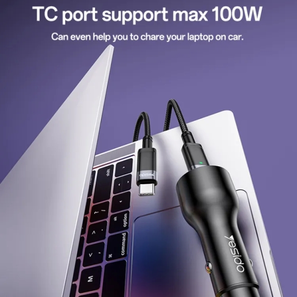 Yesido Y65 PD100W Type-C + QC18W USB Super Fast Car Charger(Black)
