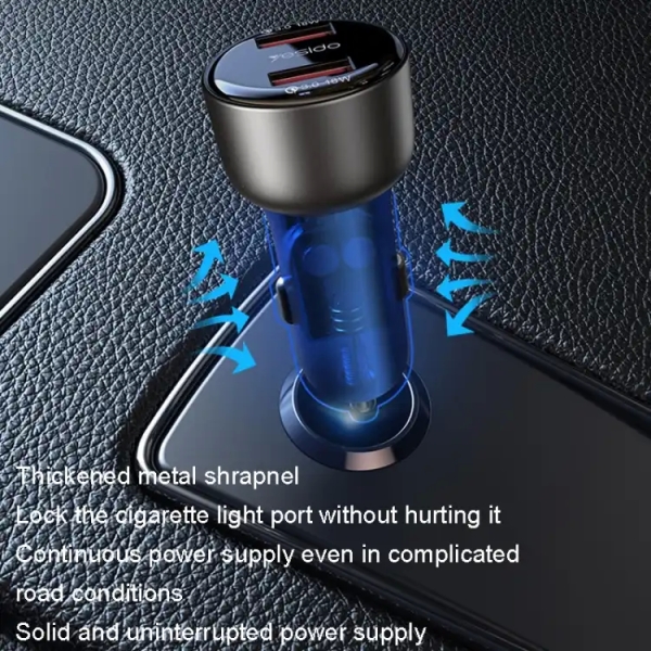 Yesido Y51 36W Dual-channel Fast Charging Zinc Alloy QC3.0 Car Charger(Black)