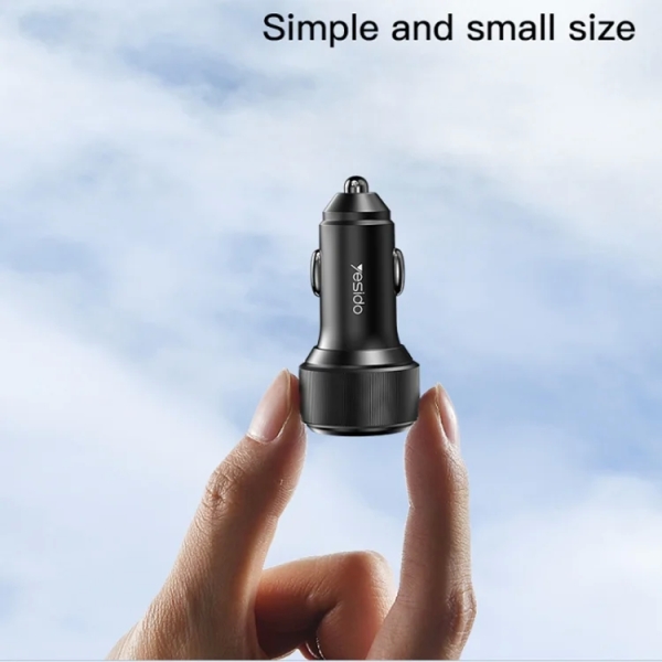 Yesido Y48 60W Car Fast Charger Aluminum Alloy Double Type-C/USB-C Port Car Charger(Black)