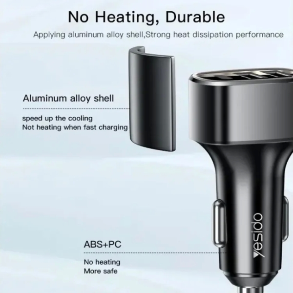 Yesido Y47 49W Double USB+Type-C/USB-C Port Car Fast Charger(Black)
