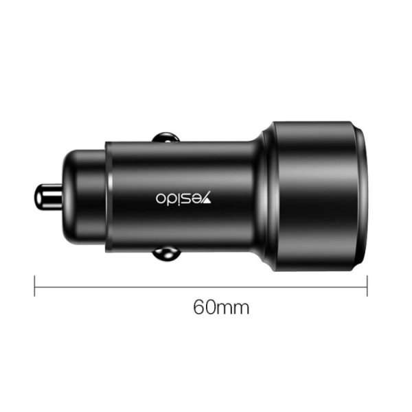Yesido Y42 PD+QC3.0 Car Charger Cigarette Lighter 42W Fast Charger(Black)