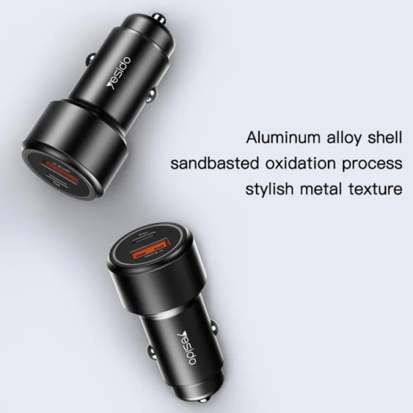 Yesido Y42 PD+QC3.0 Car Charger Cigarette Lighter 42W Fast Charger(Black)