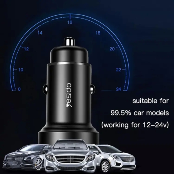 Yesido Y42 PD+QC3.0 Car Charger Cigarette Lighter 42W Fast Charger(Black)