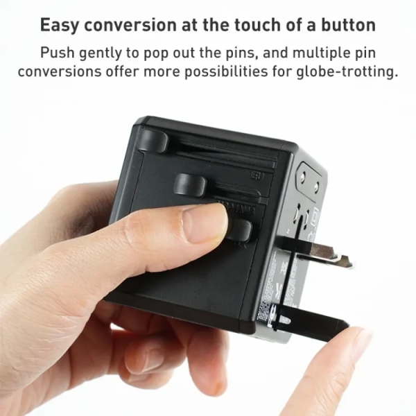 Yesido MC24 20W 3 USB + Type-C Ports Multi-function Universal Travel Adapter Plug (Black)