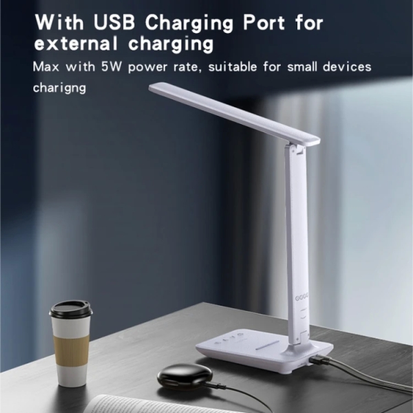 Yesido DS20 Multifunctional LED Desk Lamp Supports 10W Wireless Charging, EU Plug(White)