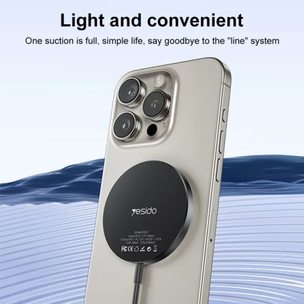 Yesido DS21 15W Detachable Magnetic Wireless Charger(Black)