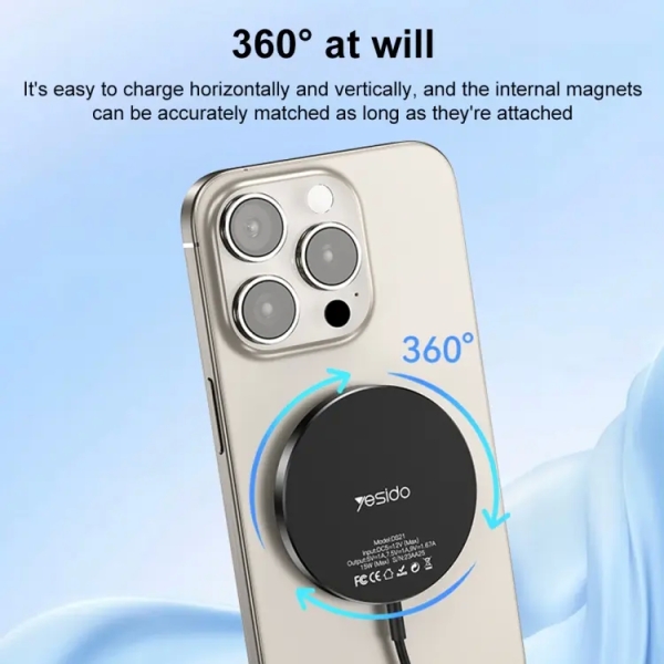 Yesido DS21 15W Detachable Magnetic Wireless Charger(Black)