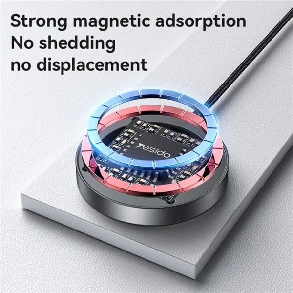 Yesido DS28 15W Smart Digital Display Magnetic Wireless Charger with 1.2m Type- C Cable (Black)