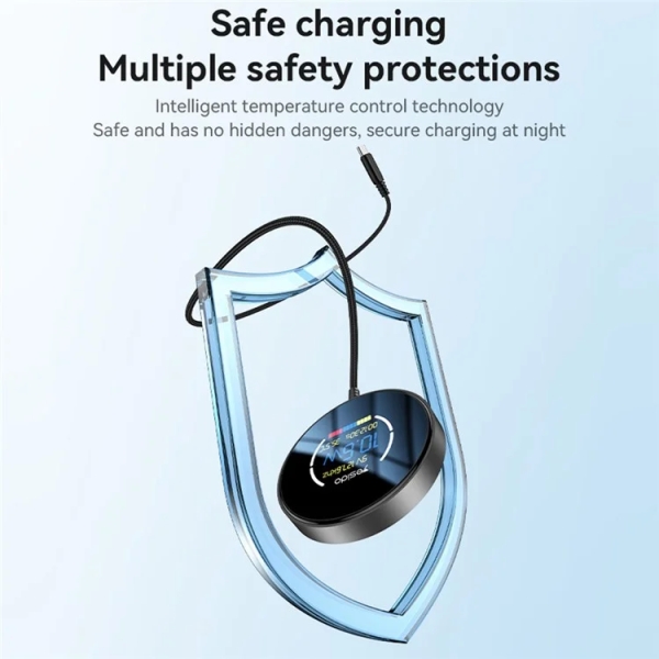 Yesido DS28 15W Smart Digital Display Magnetic Wireless Charger with 1.2m Type- C Cable (Black)