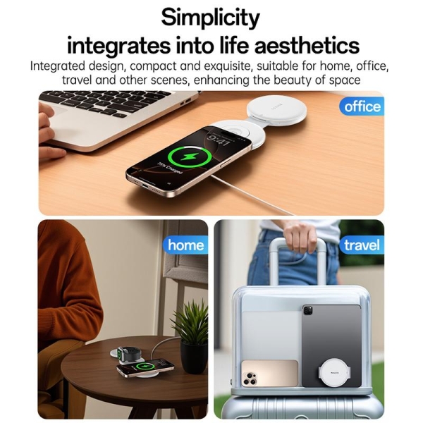 Yesido DS29 5 in 1 Foldable Wireless Fast Charger Station for Phone / Watch / Earphone(White)