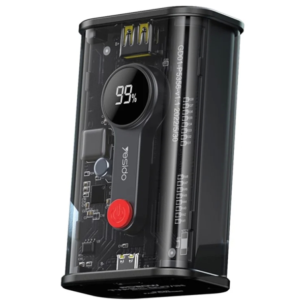 Yesido YP35 10000mAh Fast Charging Power Bank with LED Display Phone Charging Station(Black)